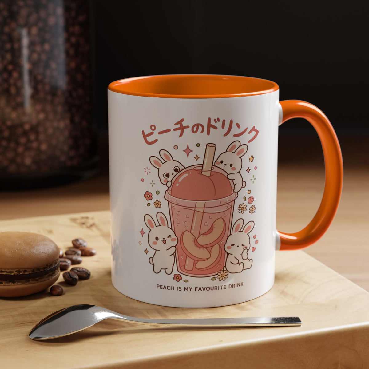 Peach Drink Bunny Mug — Cute Kawaii Coffee Tea Cup (11/15oz)
