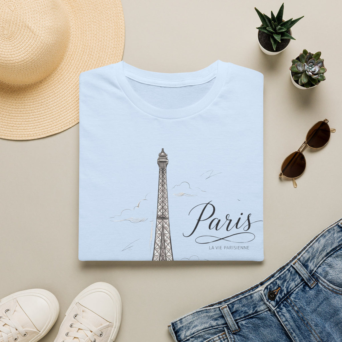 Paris Eiffel Tower T-Shirt — Vintage Sketch Travel Tee