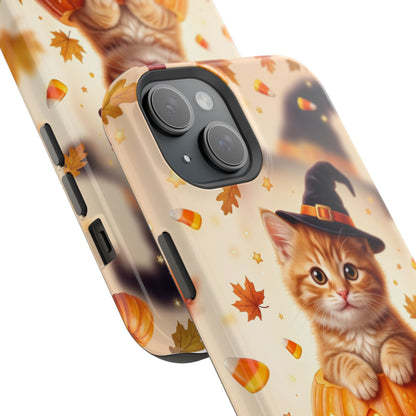 Halloween Kitten Pumpkin Phone Case — Magnetic Impact-Resistant