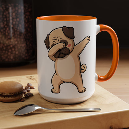 Dabbing Pug Coffee Mug — Cute Dog Accent Mug (11/15 oz)