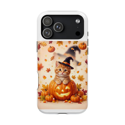 Halloween Kitty Pumpkin Phone Case — Magnetic Impact-Resistant