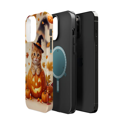 Halloween Kitten Pumpkin Phone Case — Magnetic Impact-Resistant
