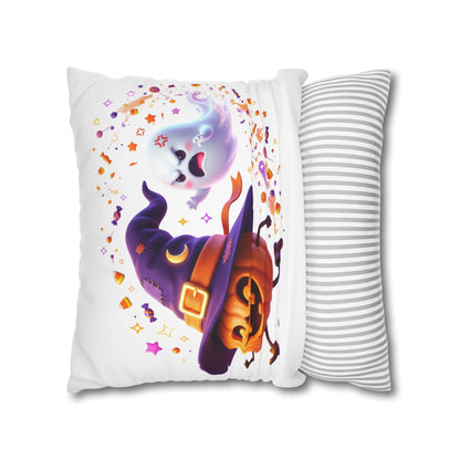 Halloween Pumpkin & Ghost Pillowcase — Cute Spooky Decorative Throw Pillow