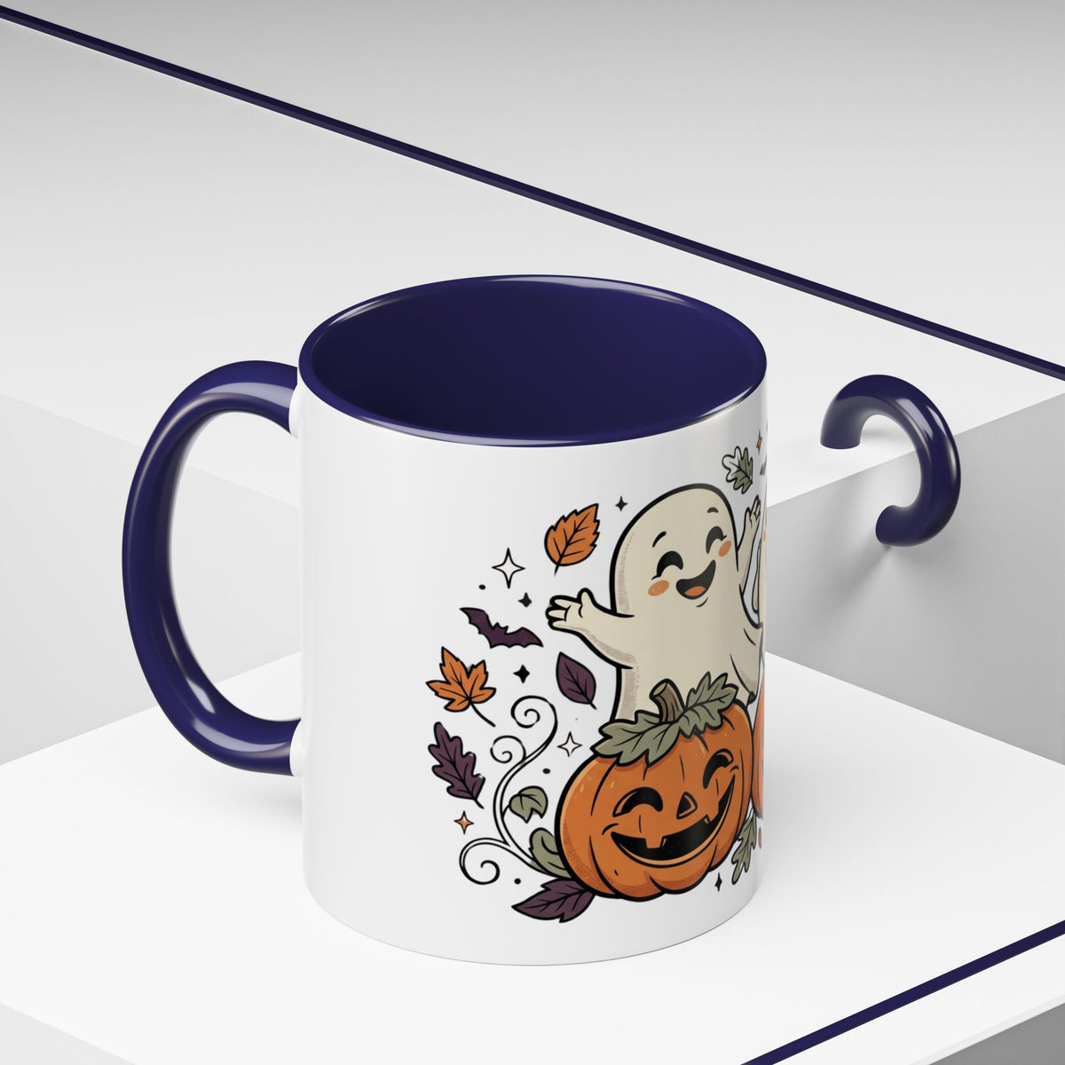 Halloween Ghosts & Pumpkins Coffee Mug — Cute Spooky Accent Mug (11/15oz)