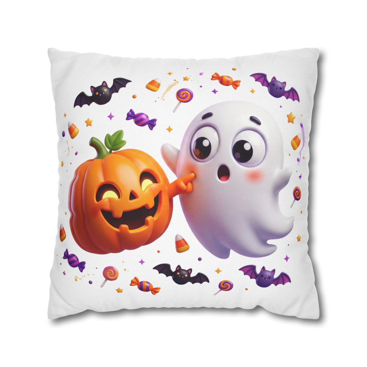 Halloween Ghost & Pumpkin Throw Pillowcase - Cute Spooky Decor