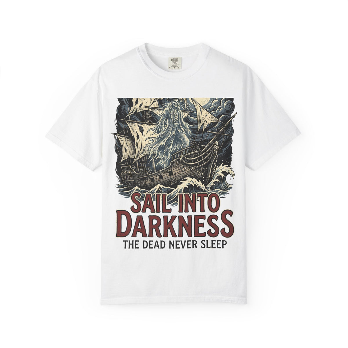 Sail Into Darkness Graphic T-Shirt — Gothic Pirate Skull Crew Tee