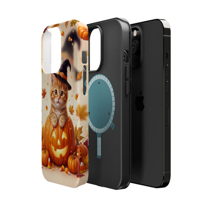 Halloween Kitten Pumpkin Phone Case — Magnetic Impact-Resistant
