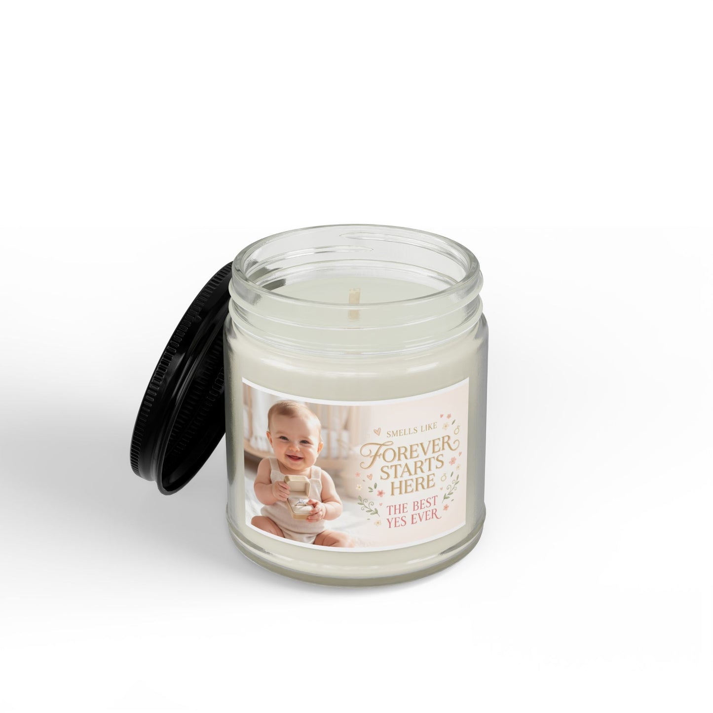 Soy Scented Candle — “Forever Starts Here” Baby Photo Keepsake (4oz & 9oz)