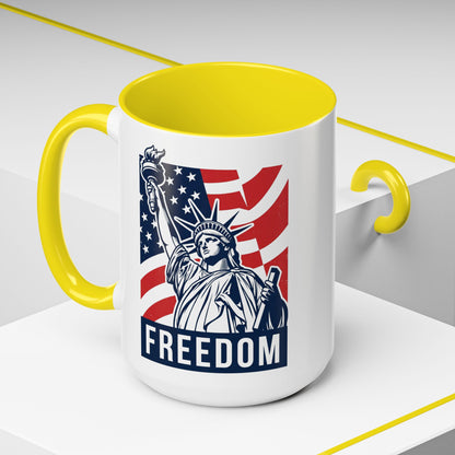 Freedom Statue Accent Coffee Mug — Patriotic Liberty 11/15oz