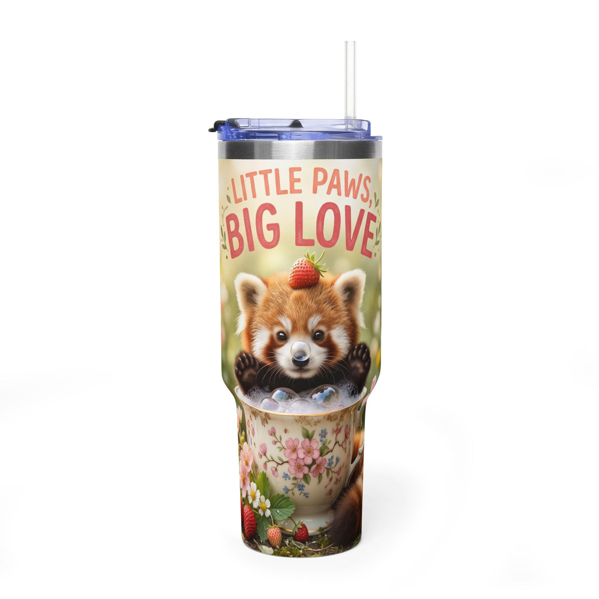 Little Paws Big Love Red Panda 40oz Vacuum Thermal Tumbler