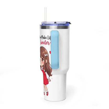Cute Blushing Boy 40oz Vacuum Thermal Tumbler