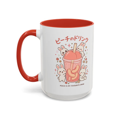 Peach Drink Bunny Mug — Cute Kawaii Coffee Tea Cup (11/15oz)
