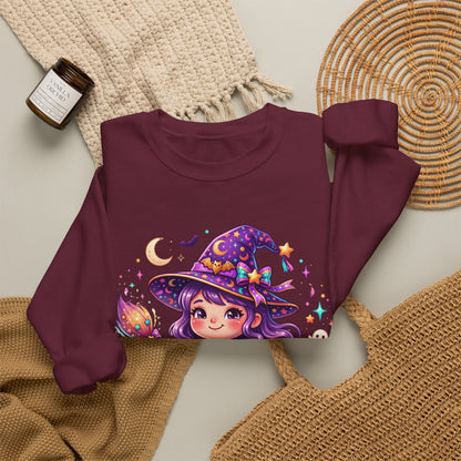 Cute Halloween Witch Sweatshirt — Kawaii Pumpkin Magic Crewneck