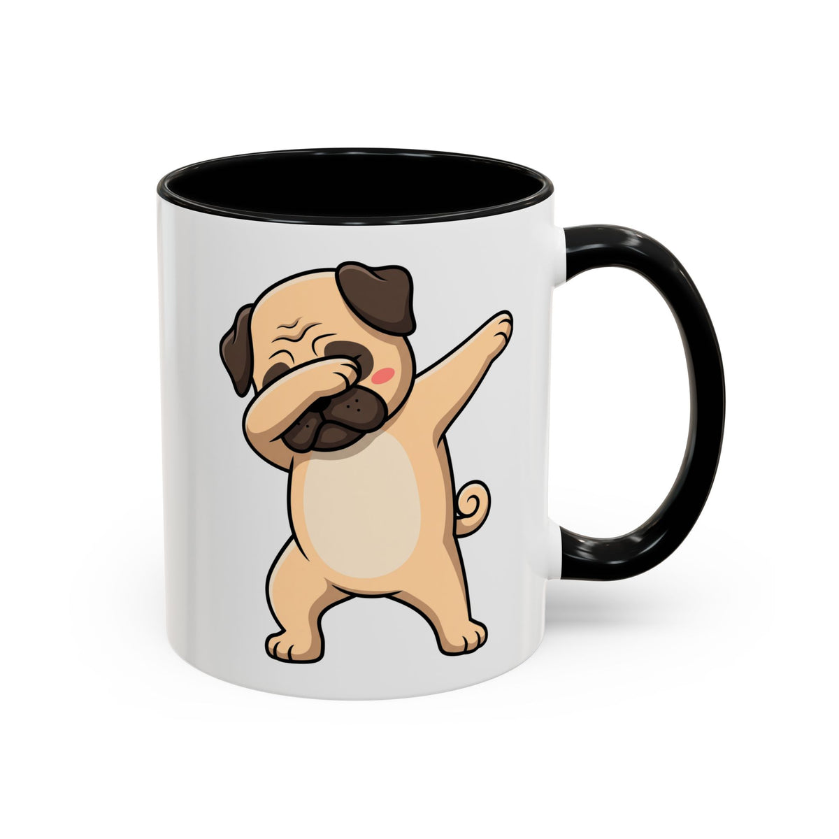 Dabbing Pug Coffee Mug — Cute Dog Accent Mug (11/15 oz)