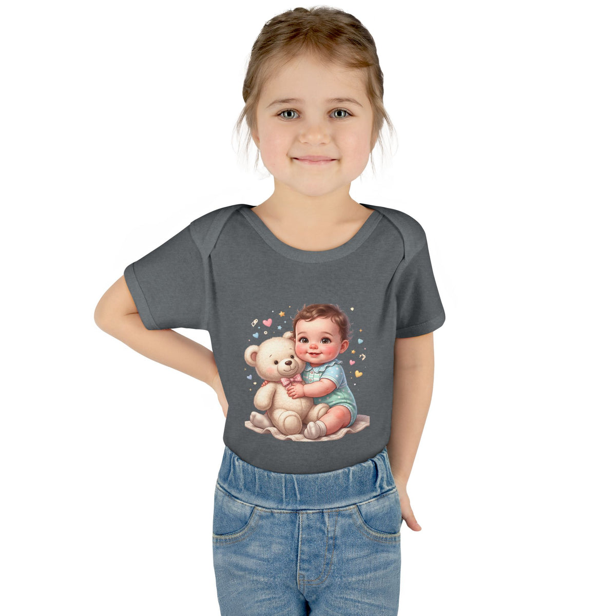 Cute Baby & Teddy Bodysuit – Infant Rib One-Piece