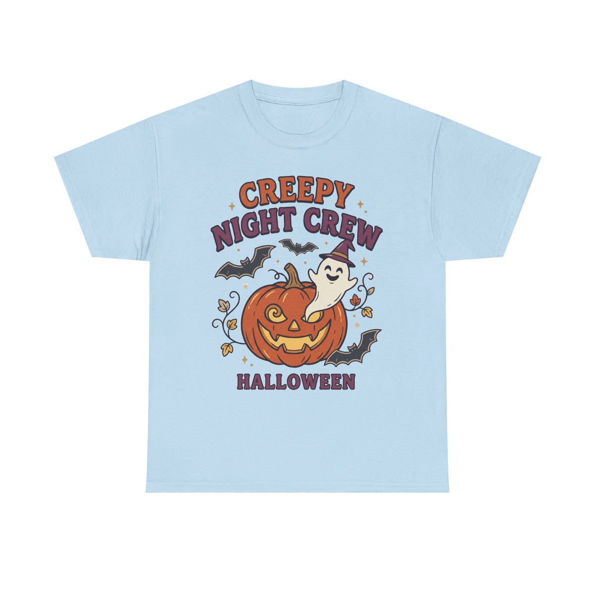 Creepy Night Crew Halloween T‑Shirt — Pumpkin & Ghost Graphic Tee