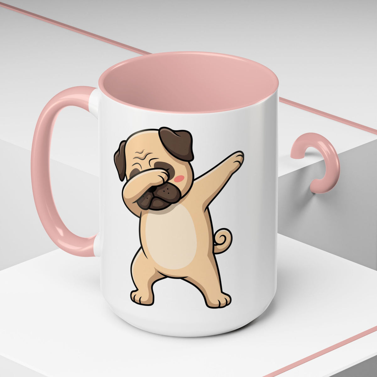 Dabbing Pug Coffee Mug — Cute Dog Accent Mug (11/15 oz)