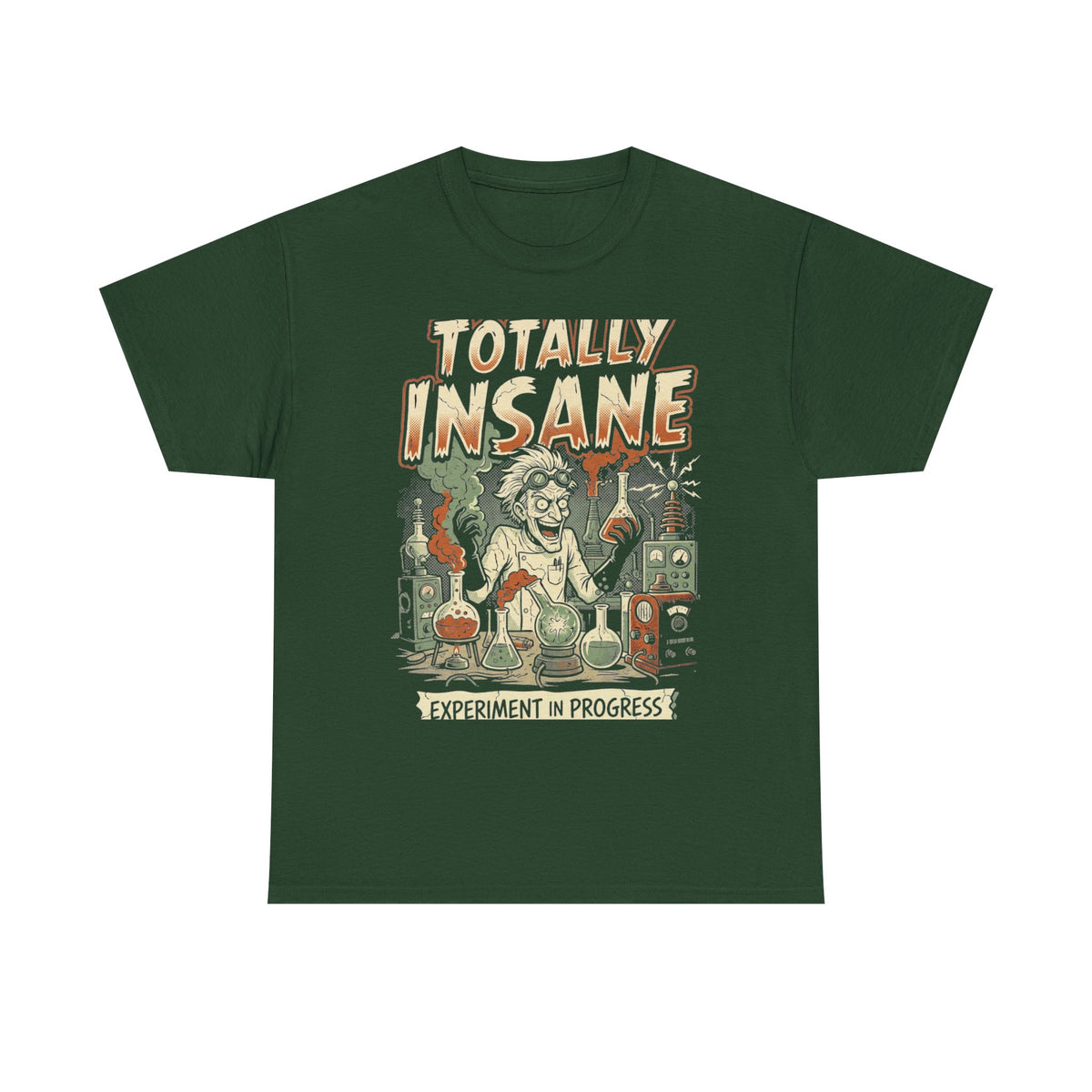 Totally Insane Graphic Tee — Retro Mad Scientist Horror Shirt