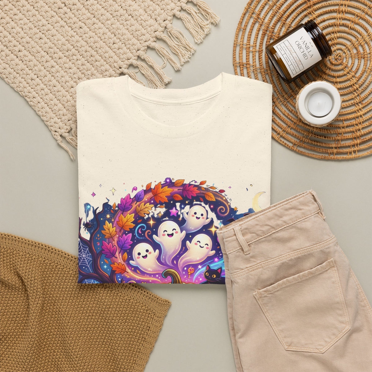 Halloween Pumpkin & Ghosts T-Shirt — Cute Spooky Jack-O'-Lantern Tee