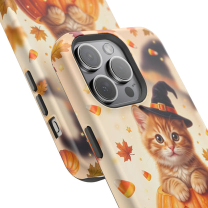 Halloween Kitten Pumpkin Phone Case — Magnetic Impact-Resistant