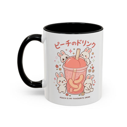 Peach Drink Bunny Mug — Cute Kawaii Coffee Tea Cup (11/15oz)