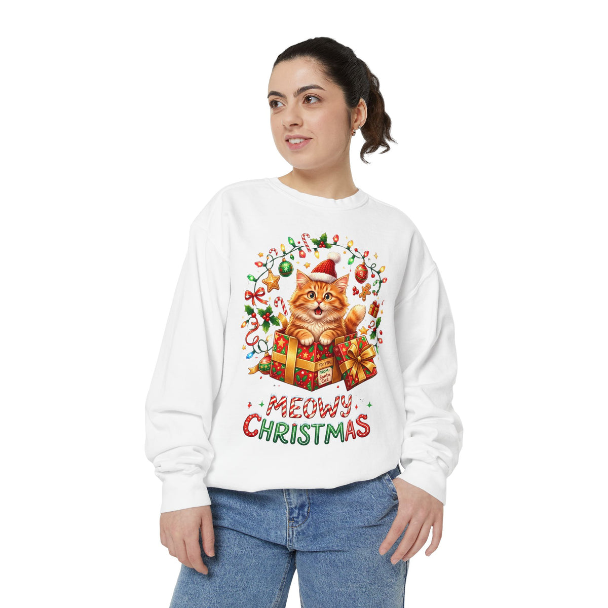 Meowy Christmas Cat Sweatshirt