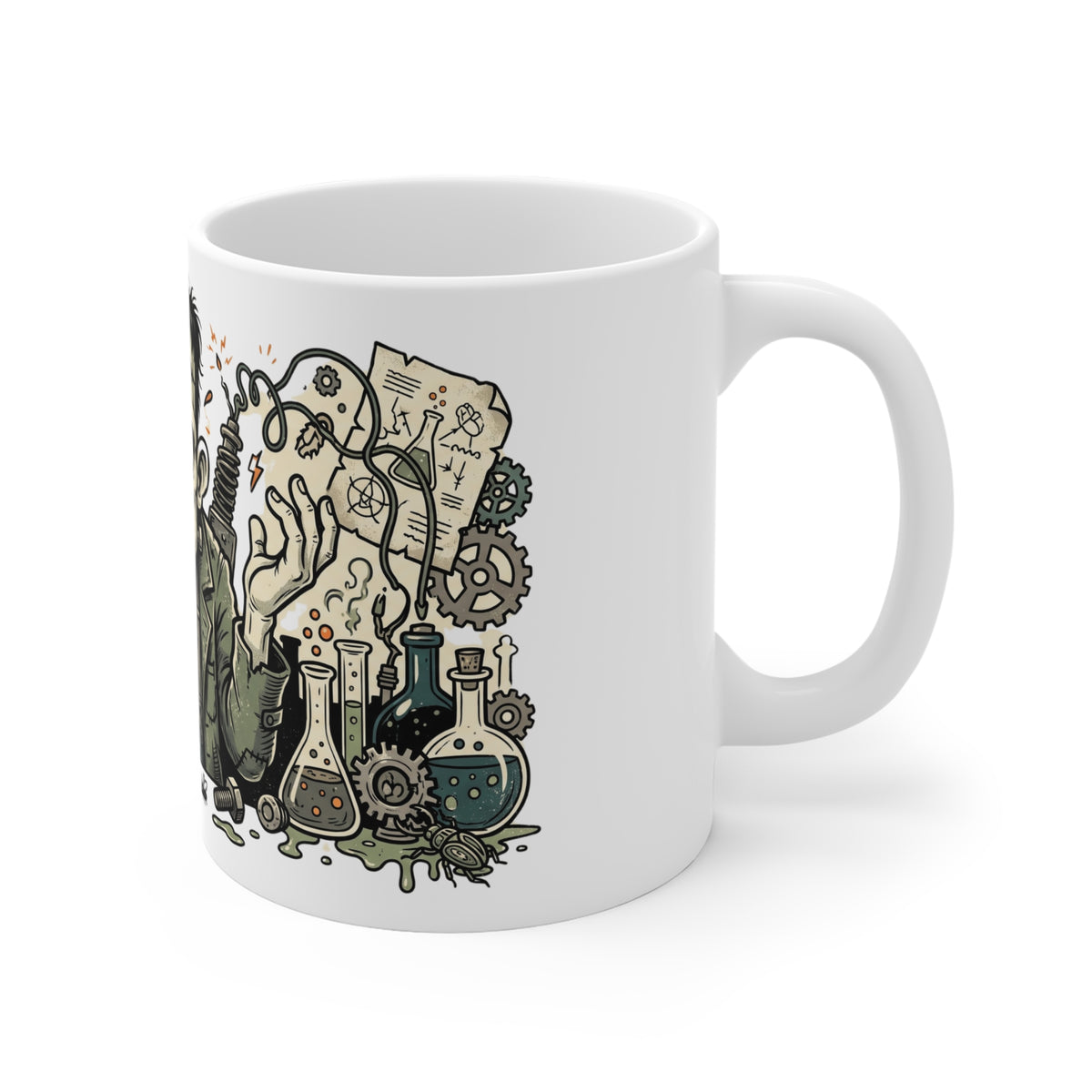 Frankenstein Monster Coffee Mug — Vintage Mad Scientist Halloween 11oz