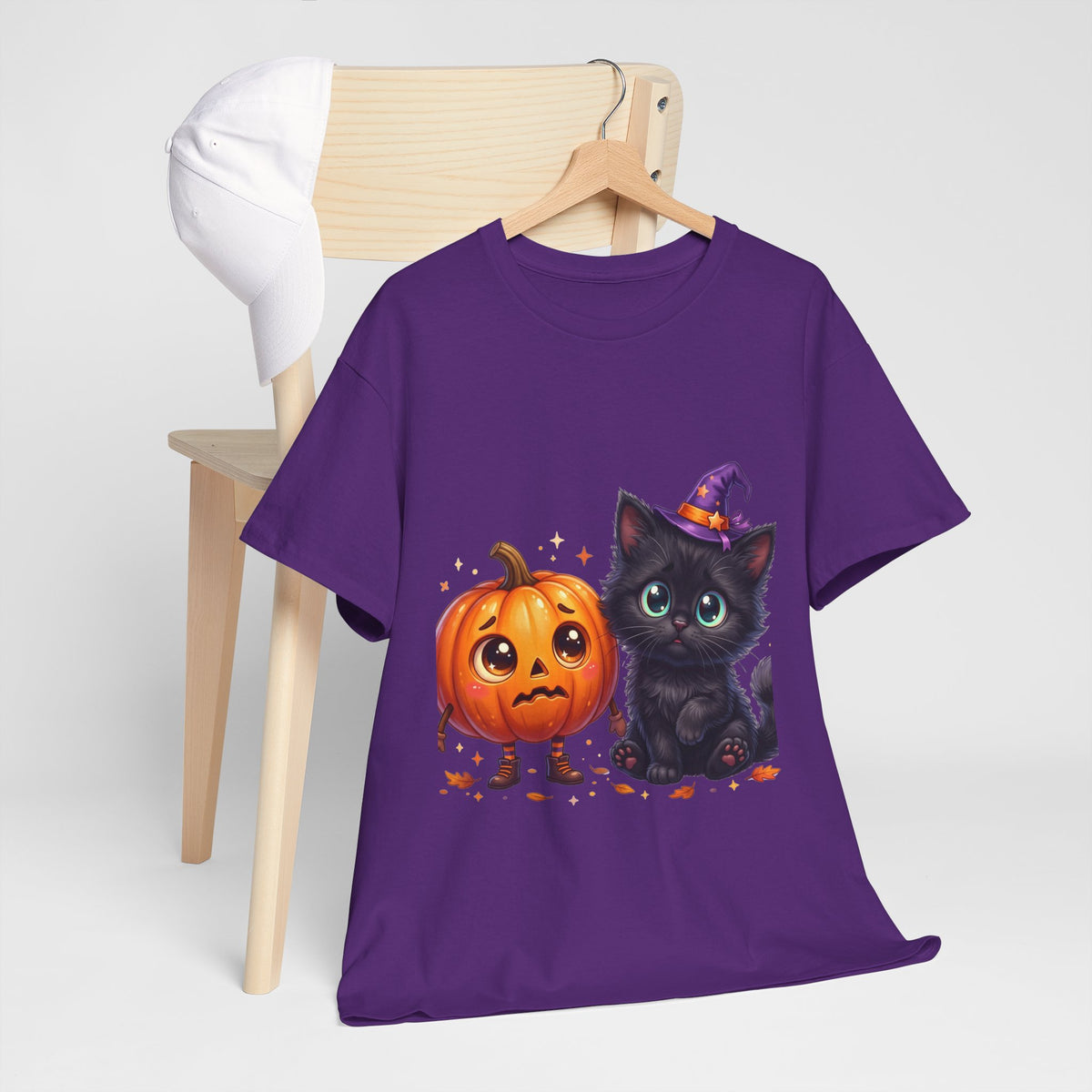 Halloween Black Kitten & Pumpkin T-Shirt
