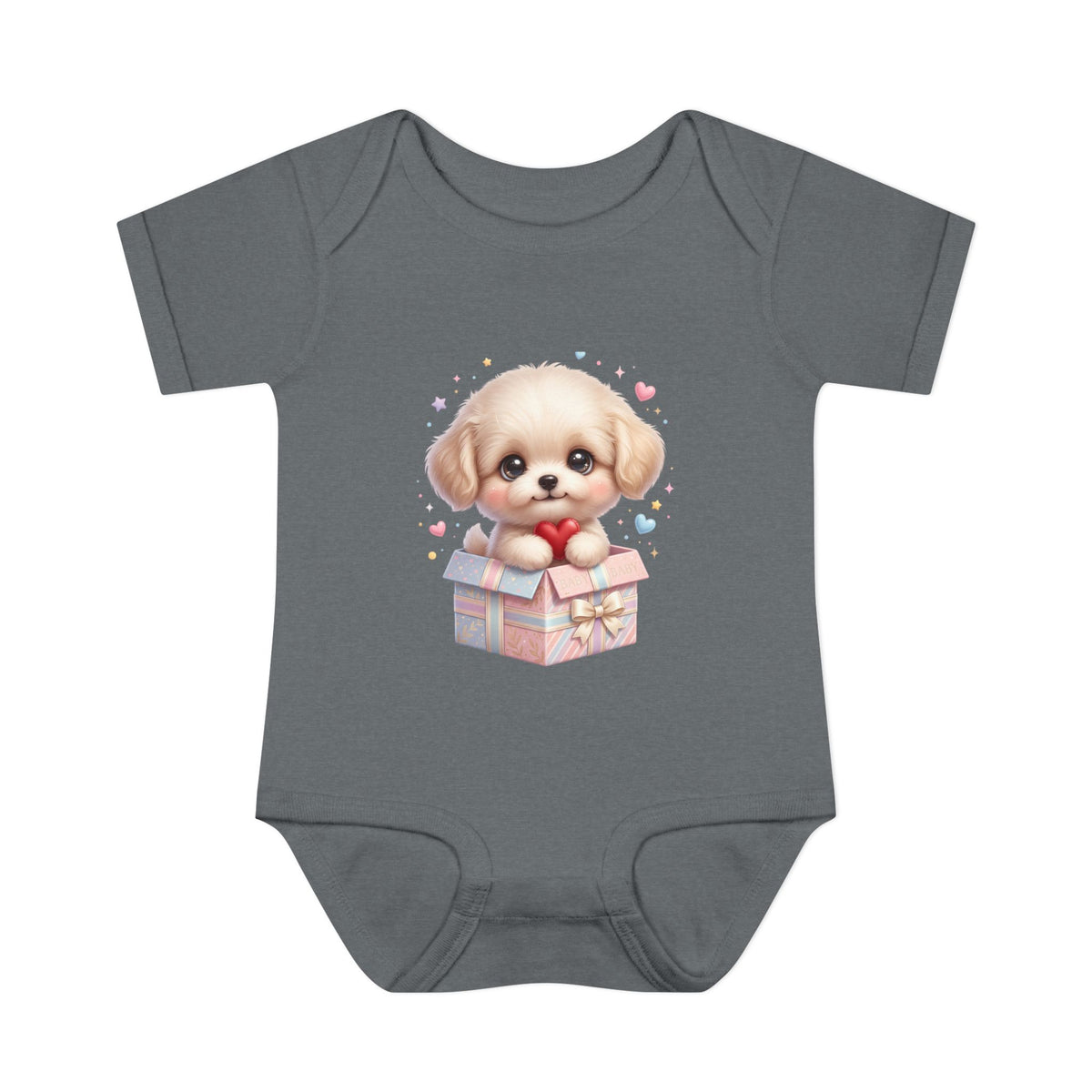Baby Bodysuit — Cute Puppy in Gift Box Infant Onesie