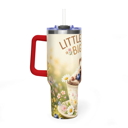 Little Things Big Joy Hedgehog Floral 40oz Thermal Tumbler