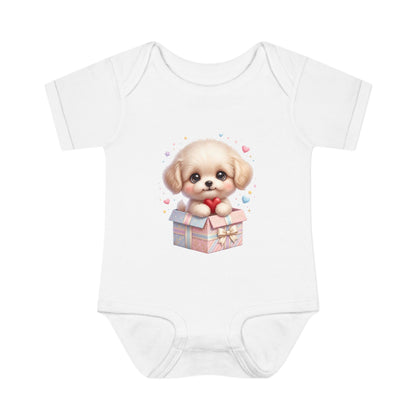 Baby Bodysuit — Cute Puppy in Gift Box Infant Onesie