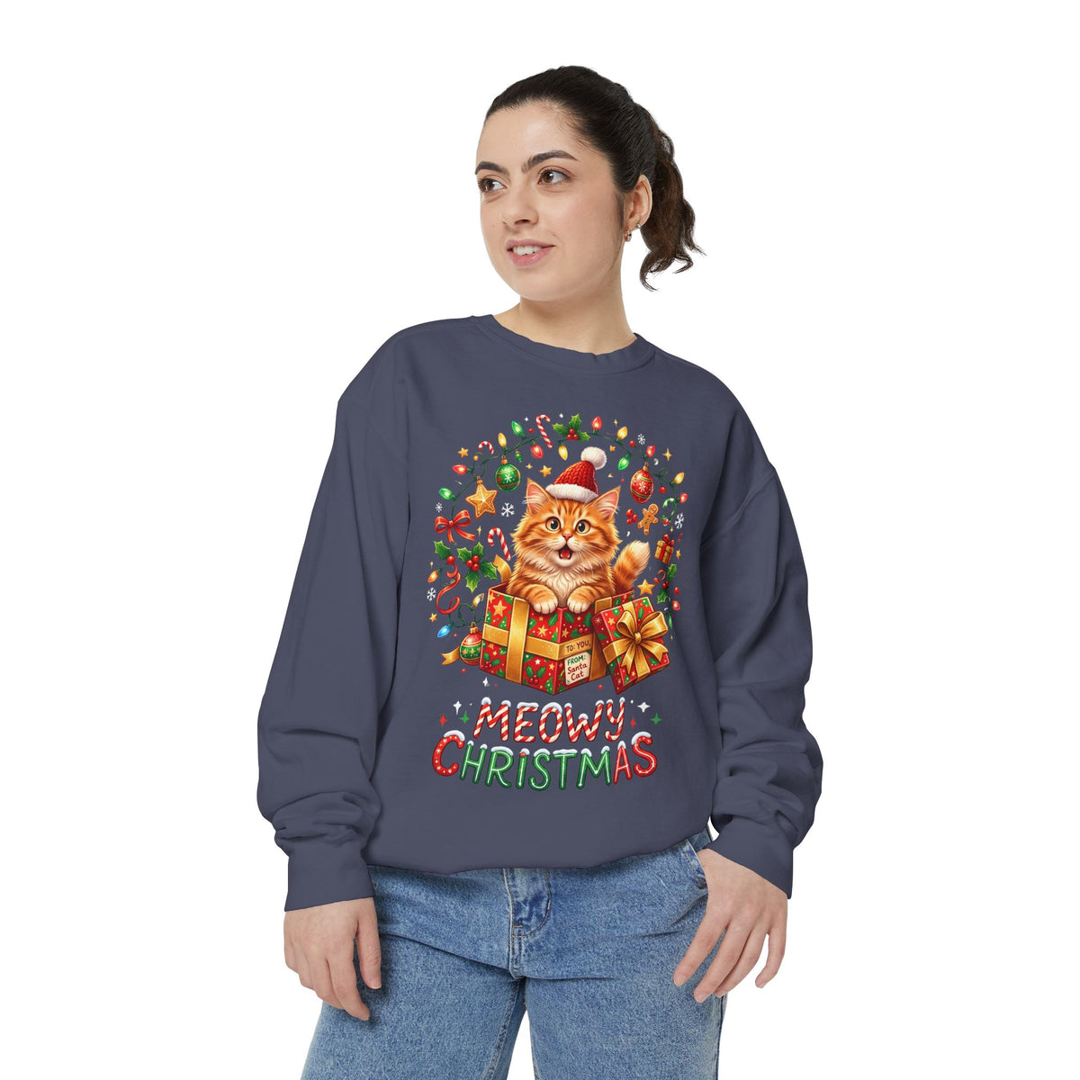 Meowy Christmas Cat Sweatshirt