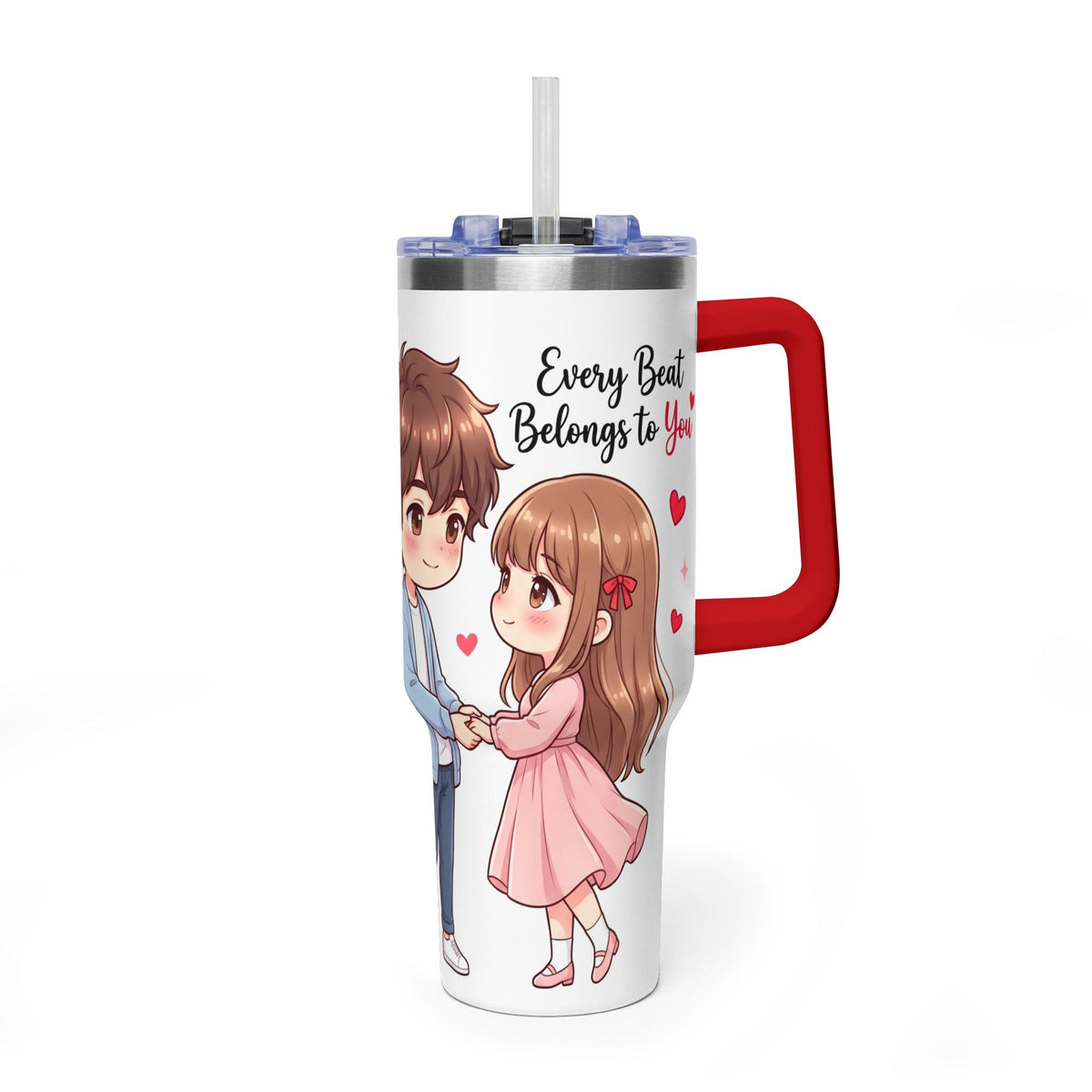 Cute Anime Boy Love Hearts 40oz Travel Tumbler