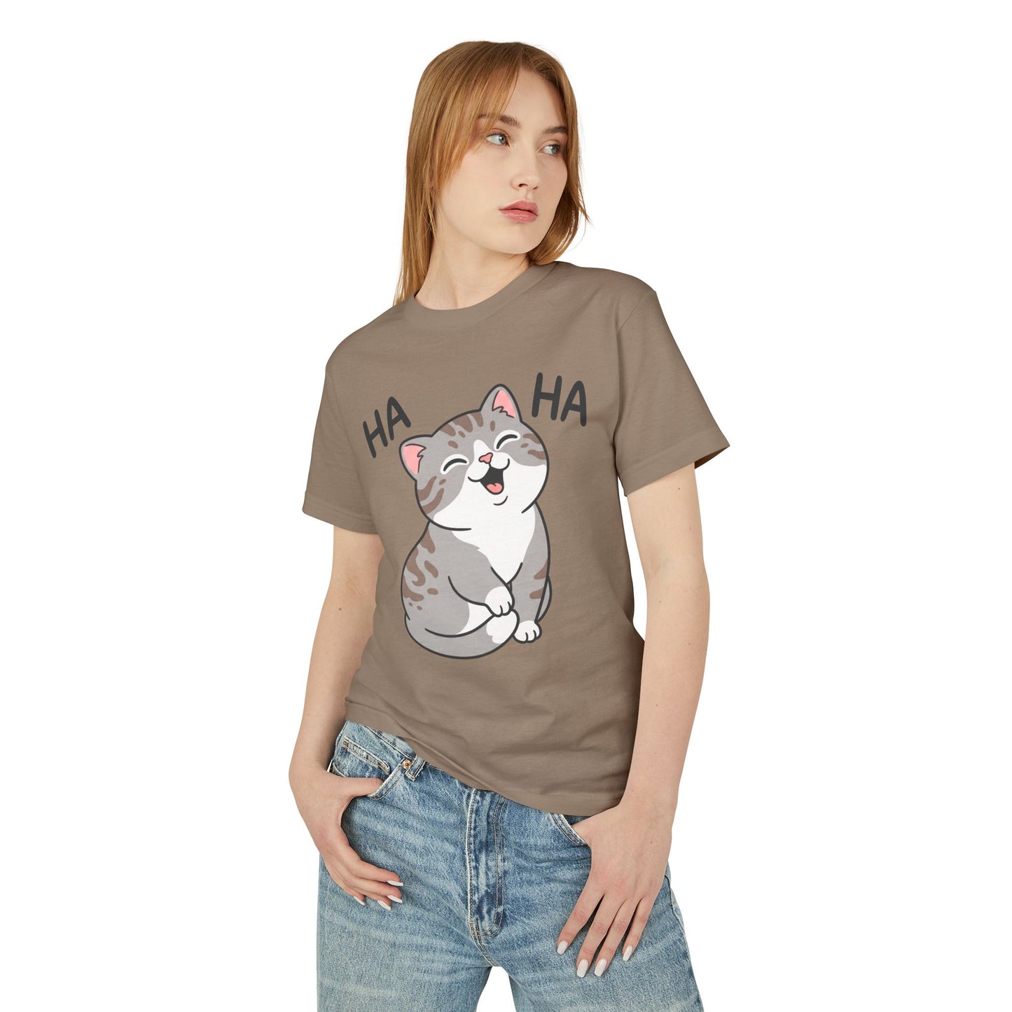 Laughing Cat T‑Shirt – Cute ‘HA HA’ Kitten Graphic Tee