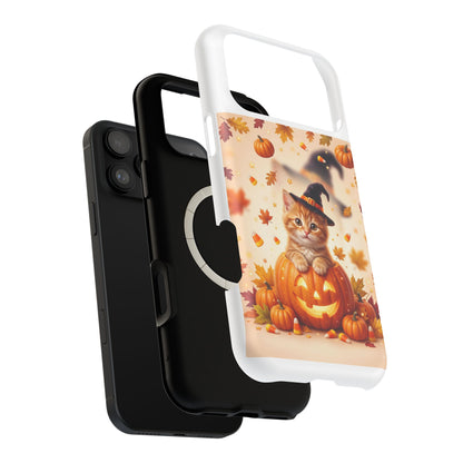 Halloween Kitty Pumpkin Phone Case — Magnetic Impact-Resistant