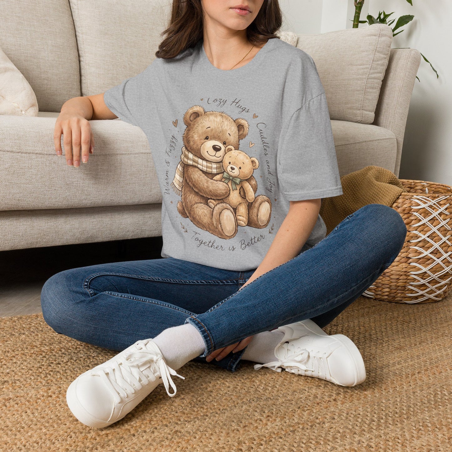 Cozy Hugs Teddy Bears T-Shirt — Cute Mom & Baby Bear Illustration