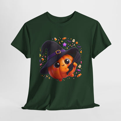 Pumpkin Witch T-Shirt — Cute Halloween Jack-o'-Lantern with Witch Hat
