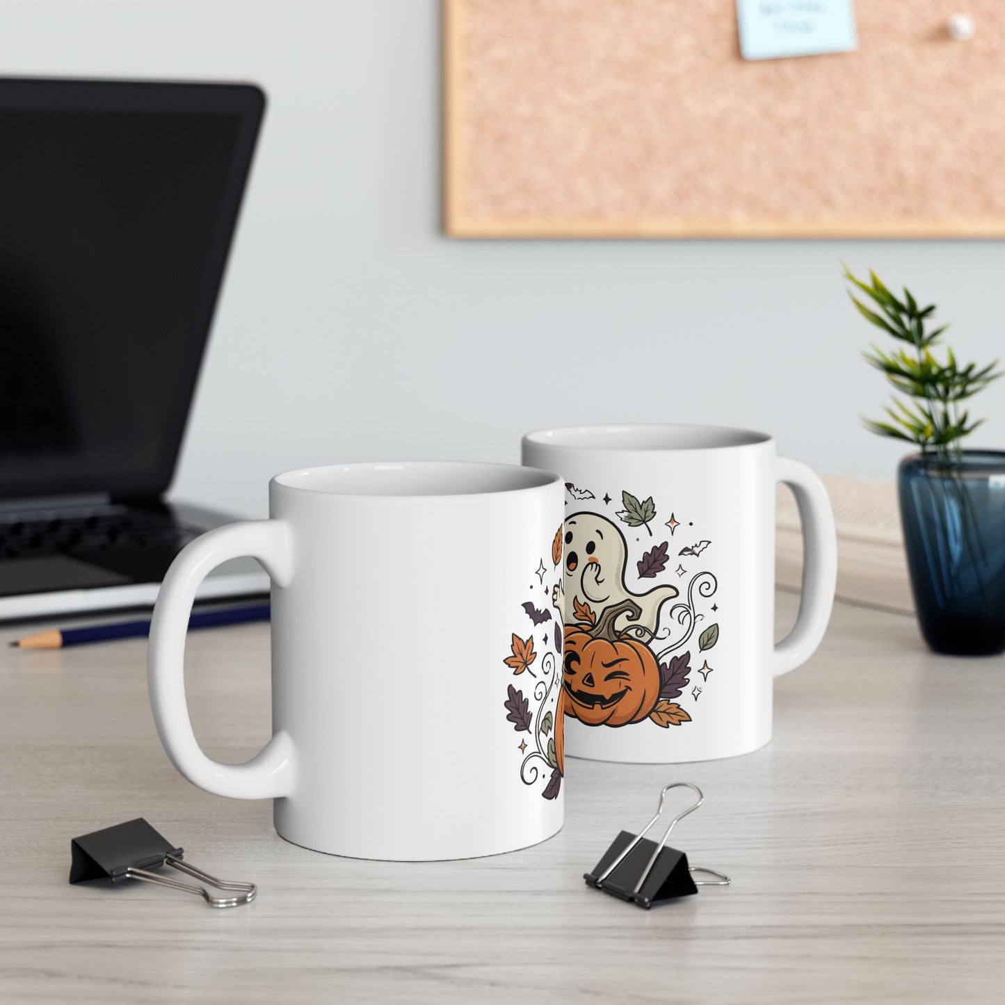 Halloween Ghosts & Jack-O'-Lantern Ceramic Mug (11oz, 15oz)