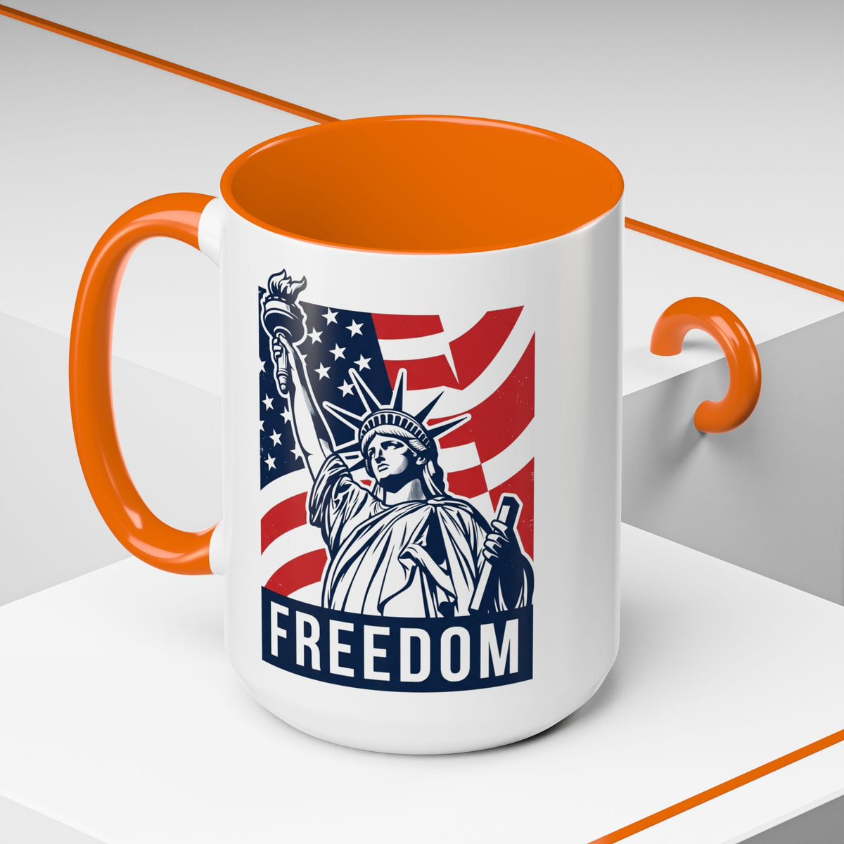 Freedom Statue Accent Coffee Mug — Patriotic Liberty 11/15oz