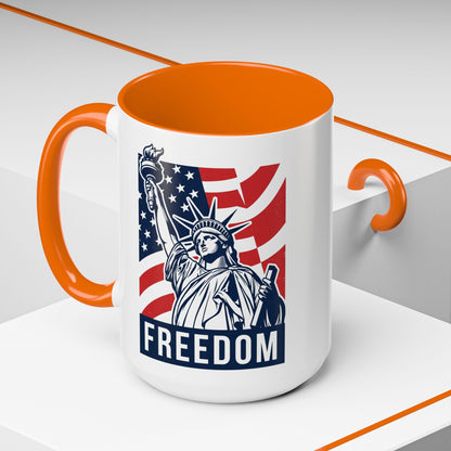 Freedom Statue Accent Coffee Mug — Patriotic Liberty 11/15oz