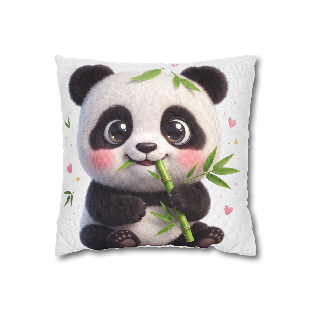 Cute Baby Panda Square Pillowcase — Adorable Bamboo-Eating Plush Decor