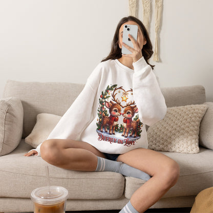 Reindeer In Love Sweatshirt – Cute Christmas Couple Deer Holiday Crewneck