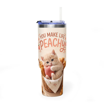 You Make Life Peachy Cat 40oz Travel Tumbler