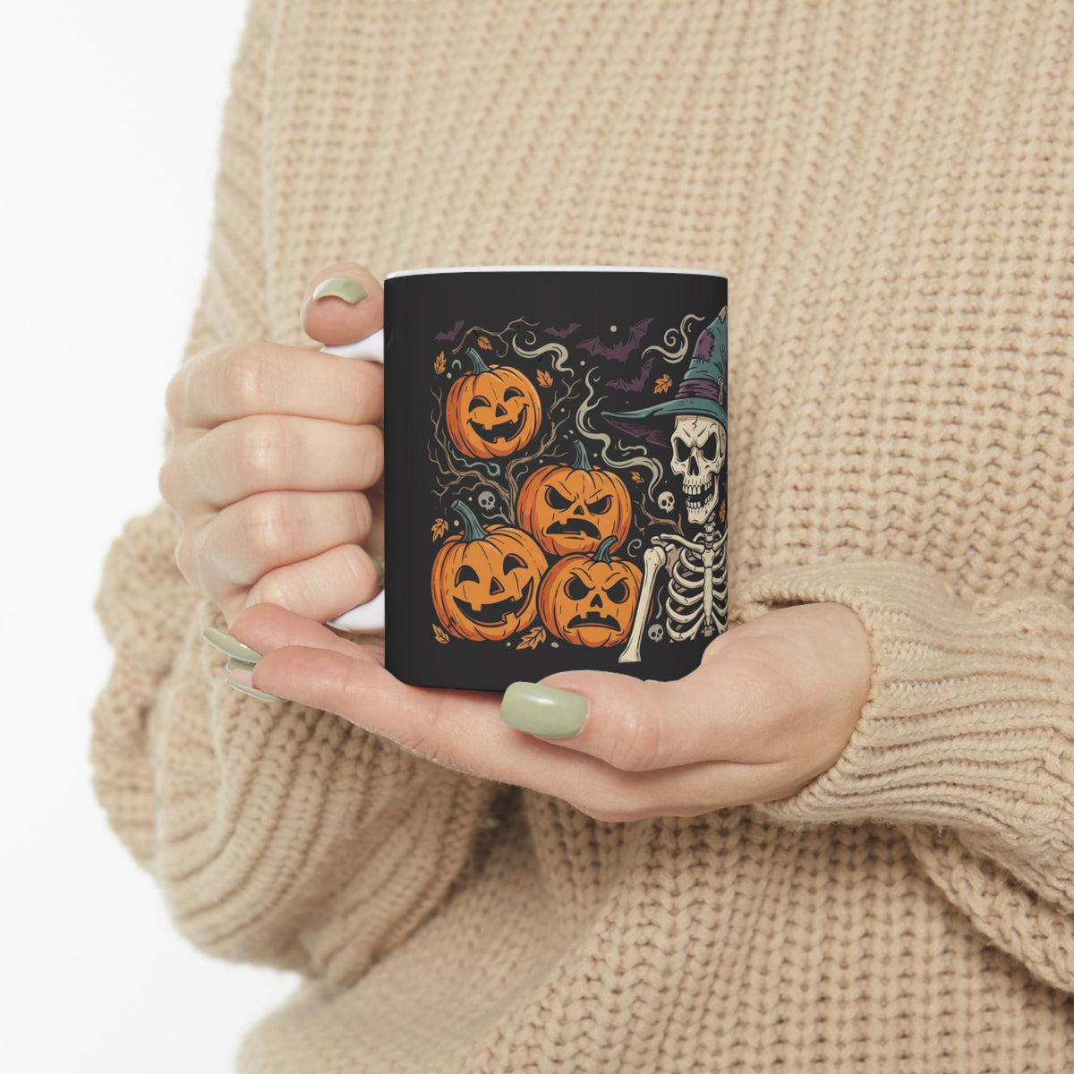 Halloween Skeleton Witch Ceramic Mug (11oz, 15oz)