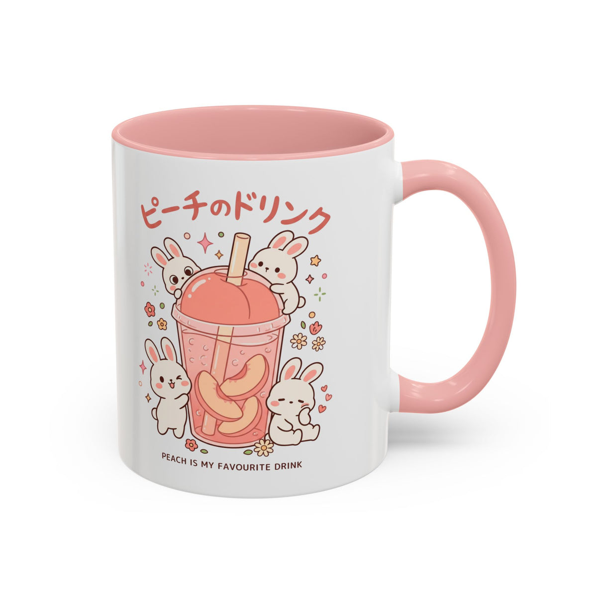 Peach Drink Bunny Mug — Cute Kawaii Coffee Tea Cup (11/15oz)
