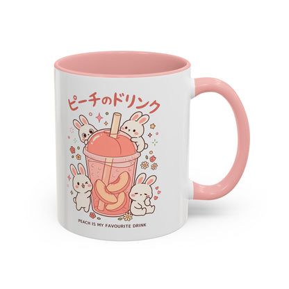 Peach Drink Bunny Mug — Cute Kawaii Coffee Tea Cup (11/15oz)