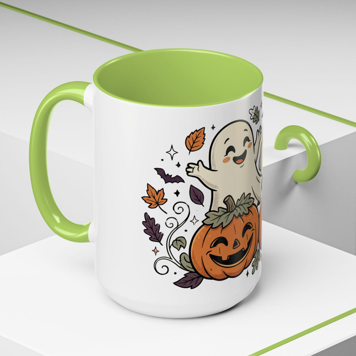 Halloween Ghosts & Pumpkins Coffee Mug — Cute Spooky Accent Mug (11/15oz)
