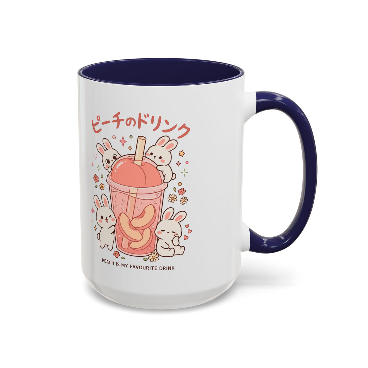 Peach Drink Bunny Mug — Cute Kawaii Coffee Tea Cup (11/15oz)