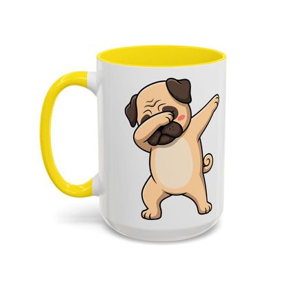 Dabbing Pug Coffee Mug — Cute Dog Accent Mug (11/15 oz)