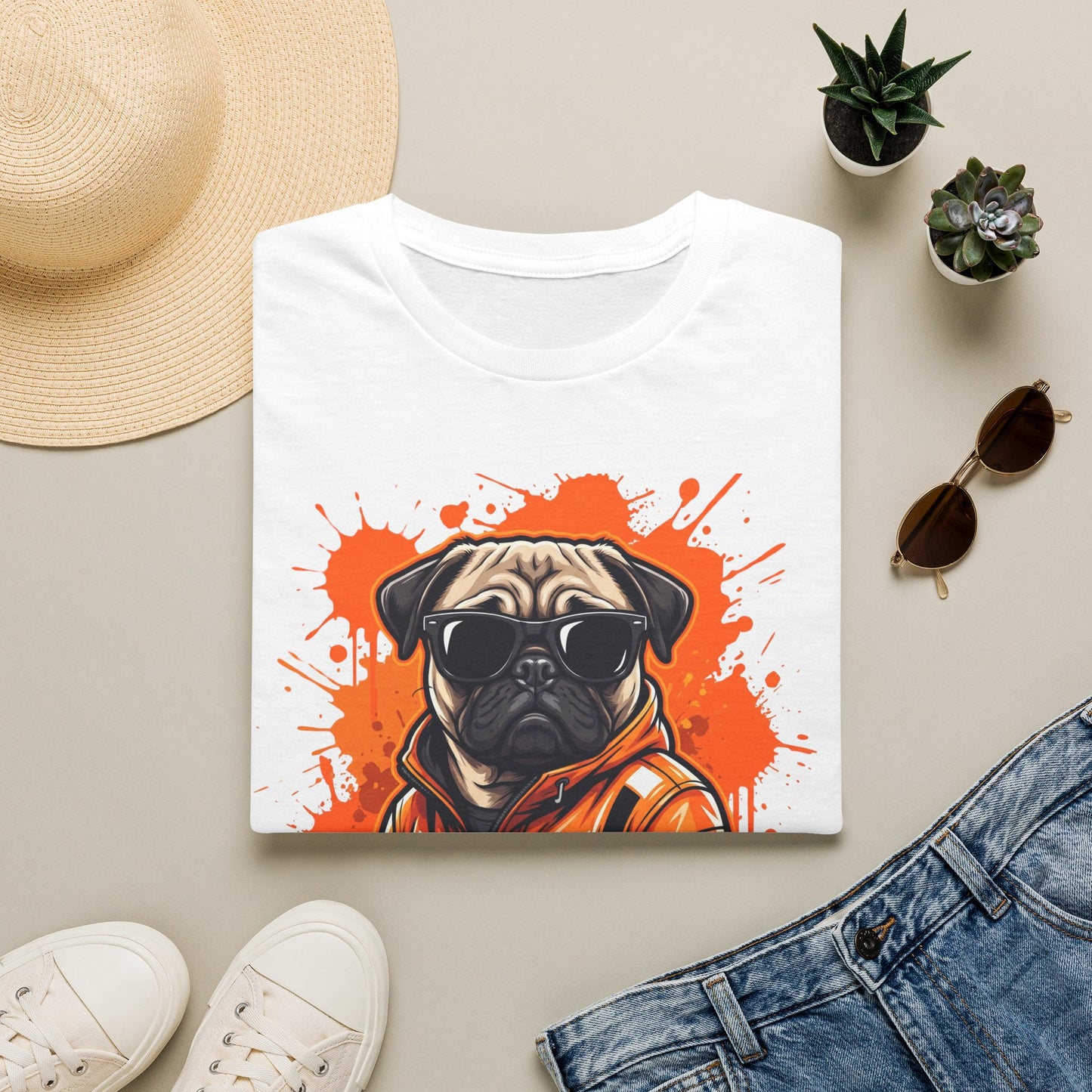 Cool Dog T-Shirt — Pug with Sunglasses Graphic Tee